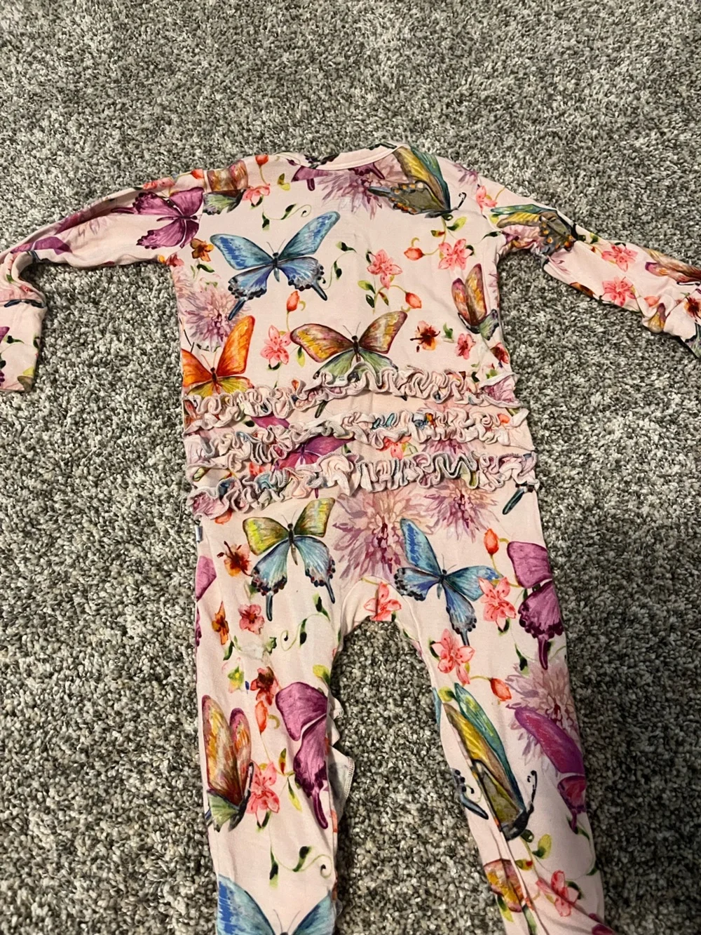 Posh Peanut Baby Girl Butterfly Ruffle Zipper Bamboo Pajama
